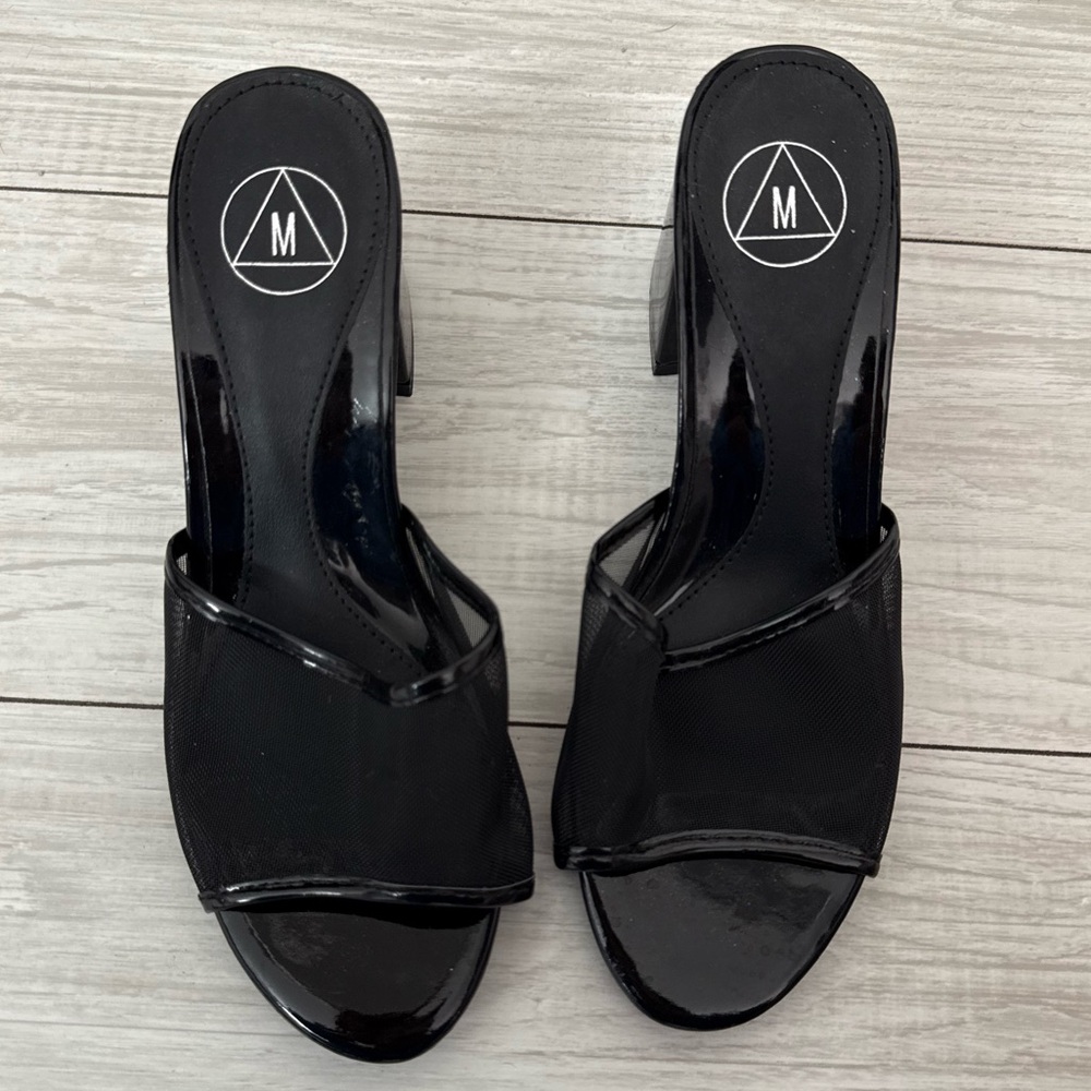 Misguided Black mesh Women's block Heeled Sandals size 6